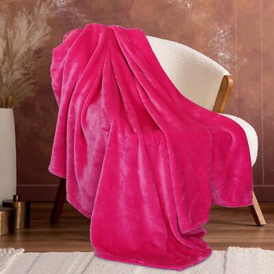 Fleece Pink Throw Blanket for Couch Cozy Soft Throws 50 x 70 IN, -image