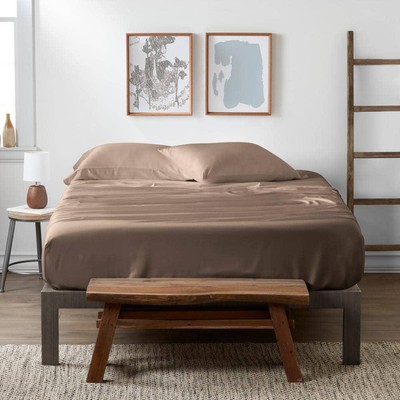 Becky Cameron Home Collection 4-Piece Taupe Solid 300 Thread Count Queen Sheet-image