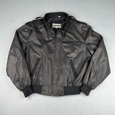 Vintage Members Only Jacket Men 42 Black Lightweight Windbreaker Bomber-image