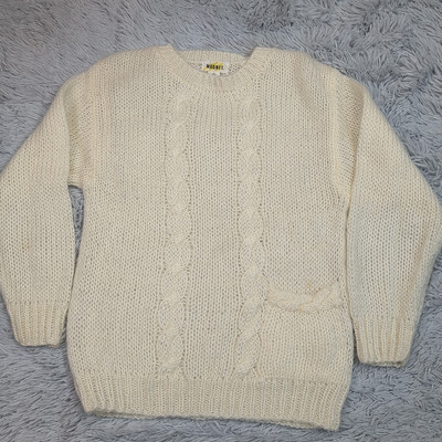 Vintage Magnet Sweater Womens M Wool Blend Open Knit Pocket Cozy Comfort Casual-image