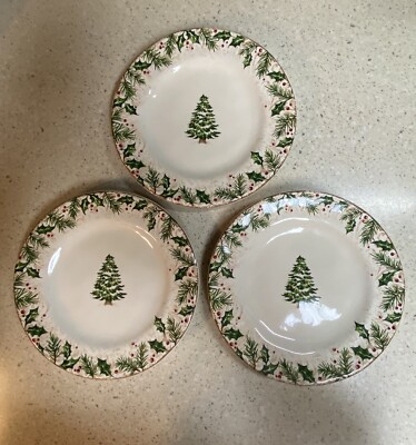 Pier 1 Winter Wonders Christmas Tree Salad Plates Set of 3-image