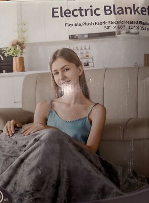 Electric Heated Blanket 50”x60” Flexible Plush Fabric-image