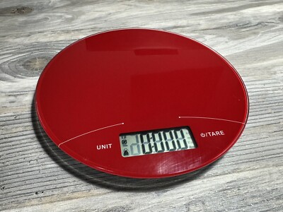 Mainstays Kitchen Digital Scale, Red New Battery. Great condition. Tested Works-image