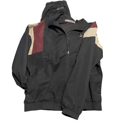 Vtg Perry Ellis AMERICA Windbreaker 3X Jacket 2X Pants Tracksuit Set Mens Black-image