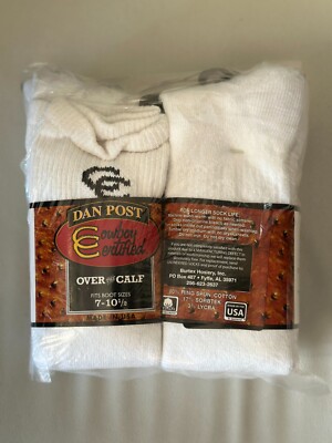 Dan Post Cowboy Certified Over the Calf Socks 4Pair White,USMen's Shoe 7-10.5,so-image