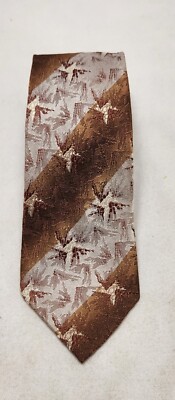 Imports By Deauville Vintage 50s-60s Men's Tie Brown  And Silver Abstract...-image