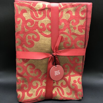 Pier 1 One Imports Table Runner Holiday Scroll Warm Red & Warm Gold  14