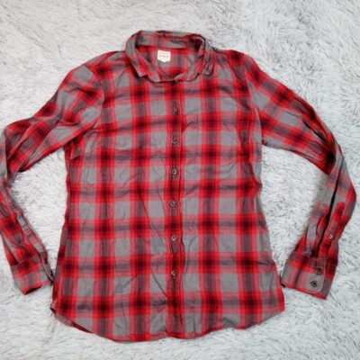J. Crew Womens Shirt Red S Button Up Plaid Casual Pockets Cozy Comfort-image