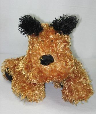 Pier 1 Imports Plush Puppy Dog Terrier Brown Black Stuffed Animal-image