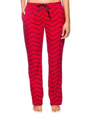 Twin Boat Women's Microfleece Lounge Pants - Chevron Red - black - Large-image