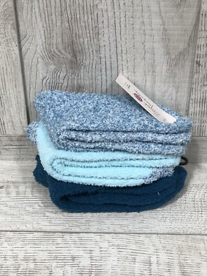 Secret Treasures 3 Pair Women's Blue Fuzzy Cozy Socks Crew Size 4-10 Brand New-image