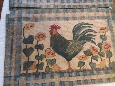 PARK DESIGNS Carol Endres Farmhouse Roosters Table Placemats Hand Printed Set 6-image