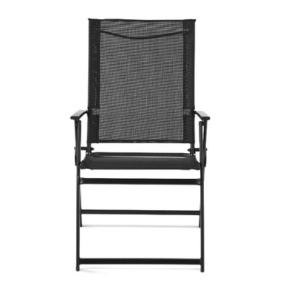 Mainstays Greyson Steel and Sling Folding Outdoor Patio Armchair - Set of 2-image