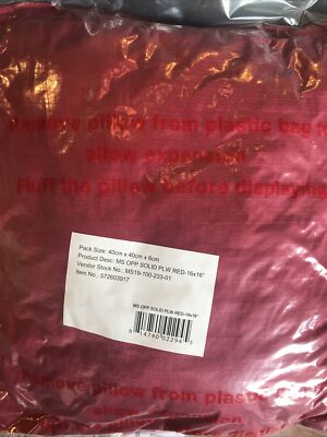 Set of 2 Mainstays Solid RED Decorative Throw Pillow CHRISTMAS 16