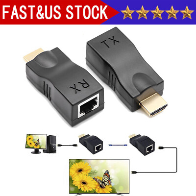2Pcs 1080P HDMI Extender to RJ45 Over Cat 5e/6 Network LAN Ethernet HDTV Ada KY-image