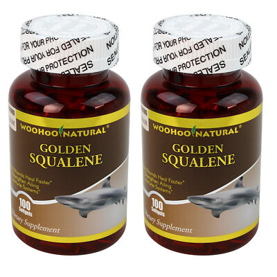 2 x WooHoo Natural Golden Squalene 1000 mg 100 SGels 100% Premium Purity Potency-image
