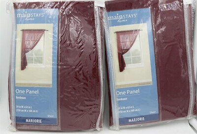 2x Mainstays Home One Single Panel Curtain Burgundy Marjorie 59