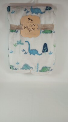 Adirondack Baby My Cozy Baby Dinosaur Blue & Cream Blanket 30 X  40 in-image
