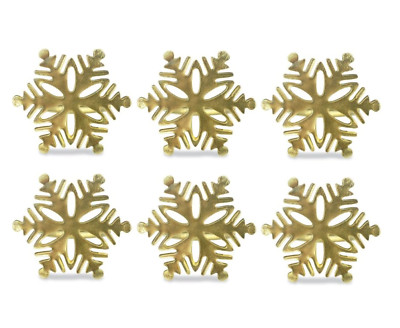 DII DESIGN IMPORTS GOLD SNOFLAKE NAPKIN RING SET OF 6 BRAND NEW-image