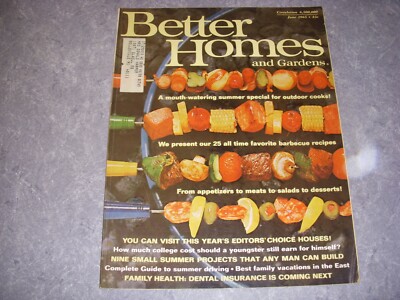 Vintage BETTER HOMES AND GARDENS Magazine, June, 1965, 25 BARBECUE RECIPES!-image