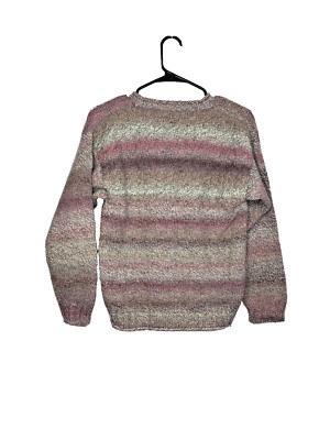 Womens Pullover Crew Neck Knit Small Cozy Ombre Cottagecore Cabin Casual Sweater-image
