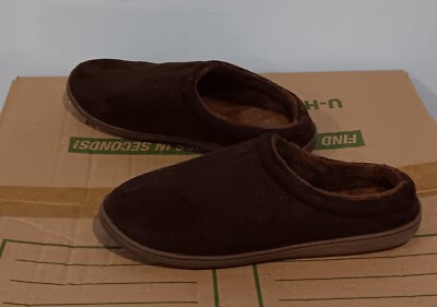 Therapedic Comfort Slipers Suede Cover Cozy Furry Inside Size M Brown Color-image