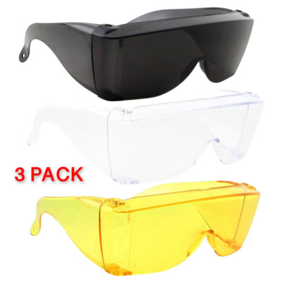 3 Pairs Dark Lens Extra Large Fit COVER Over Rx Glasses Sunglasses drive put-image