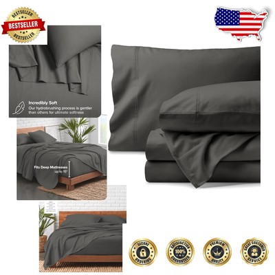 Cozy Organic Flannel Twin Sheet Set - 100% Cotton, Breathable Comfort in Grey-image
