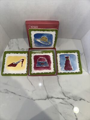 Vintage PIER 1 Imports Apparel Appetizer Dessert Plates Set EUC-image
