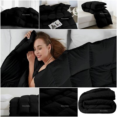 Luxury Premium Soft Solid Black Comforter Goose Down Alternative King Size-image