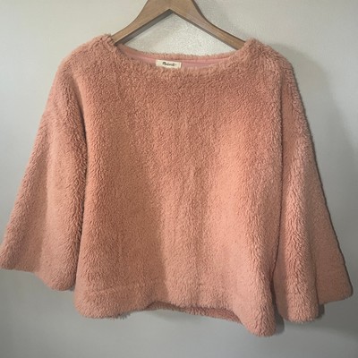 Madewell Top Fleece Peachy Blush Pink Soft Fluffy Sherpa Comfy Casual Cozy M-image