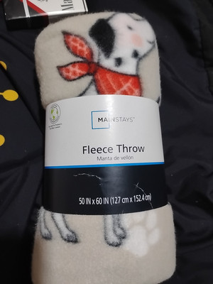 Fleece Throw Gray Dogs with Red Bandana 50X60 Inch Polyester-image