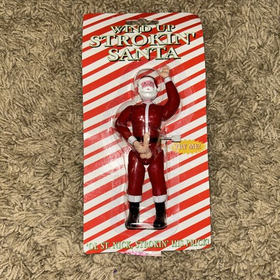 Wind Up Strokin' Santa 1999 Vintage Novelty Funny Christmas Decoration-image