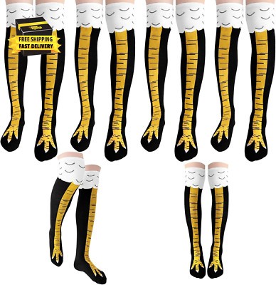 4 Pair Chicken Leg Socks,25.6 Inch Feet over the Knee,Crazy Funny Chicken Socks -image