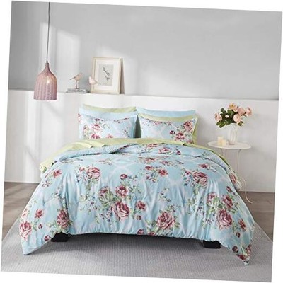  Bed in A Bag - Trendy Casual Design Cozy Comforter with King Floral Blue-image
