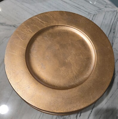 Pier 1 Imports Gold Ceramic Replacement Charger Plate 13.5” - Price for One-image