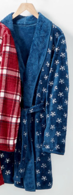 Martha Stewart Warm Cozy Reversible Plush Winter Snowflake Robe  ONE SIZE  Navy-image