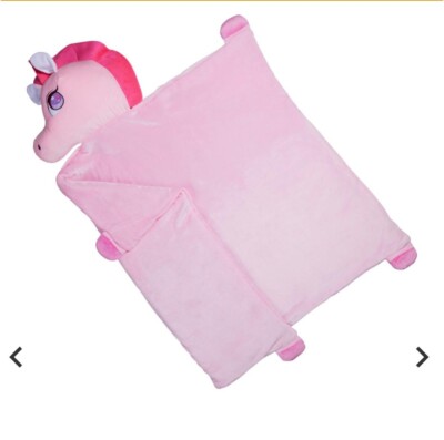Pink Unicorn Play Mat - Blanket with Pillow - Warm & Cozy Snuggle Mat-image