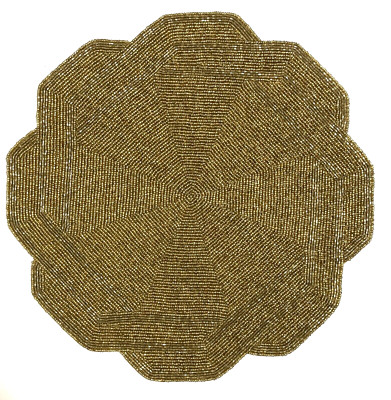 Pier One 1 Gold Beaded Flower-Shaped Placemat 15