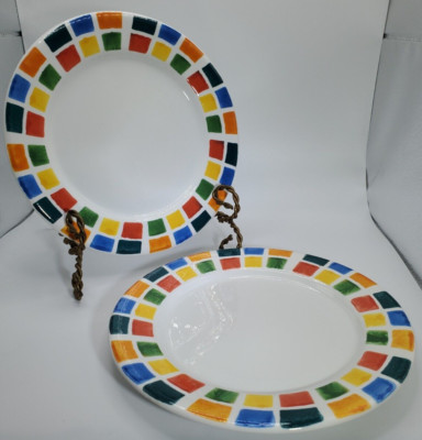 Colorful, Thick Quality Ceramic, Pier 1 Salad Plates made in Italy-image
