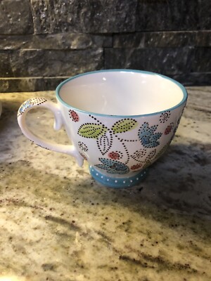 Dutch Wax Coastline Imports Mug Floral Design Hand Painted-image