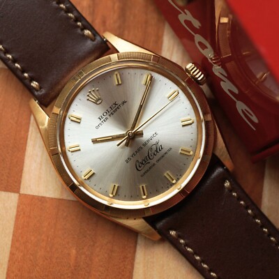 Rolex Oyster Perpetual Ref. 1005 Vintage Coca Cola Award 18k Gold 34 mm 1969-70-image