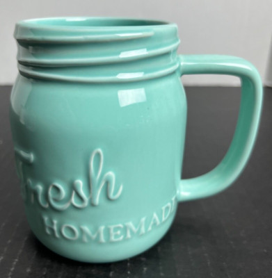 Design Imports DII Coffee Mug Teal Jar w Handle Cup 