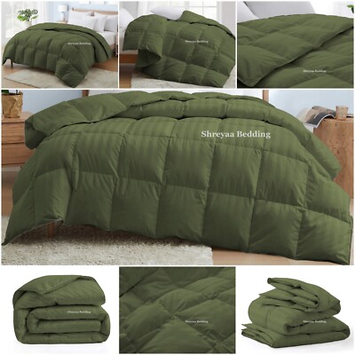 Luxury Premium Soft Stripes Moss Comforter Goose Down Alternative Full XL Size-image