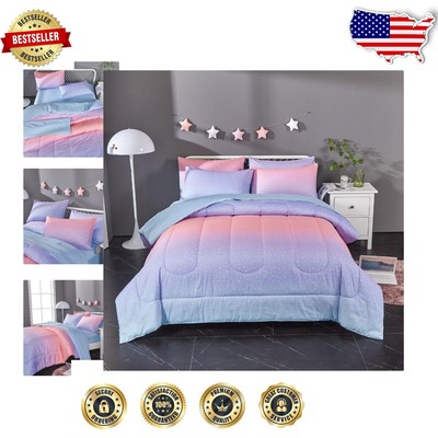 Blue Metallic Printed Twin Comforter Set - Cozy 4 Piece All Season Bedding-image