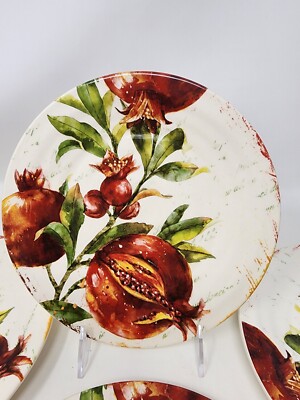 Pier 1 Imports Verona 9” Salad / Luncheon Plate Pomegranate Botanical -NEW-image