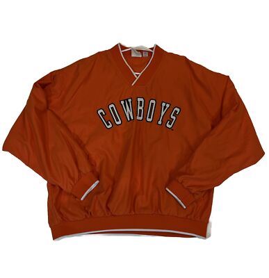 Vintage Oklahoma State Cowboys Wind Breaker  Pullover Sz XL Orange Red Oak Tag-image
