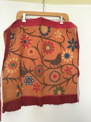 NWOT PIER 1 IMPORTS HOSTES HALF APRON 100% COTTON  BIRDS FLORAL DESIGN-image