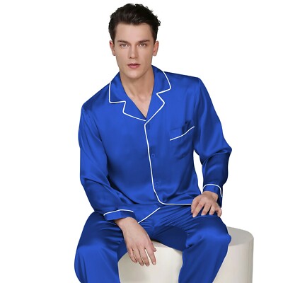 Mens Silk Satin Pajama Set - Top and Bottom  ** Great Gift  Idea  **-image