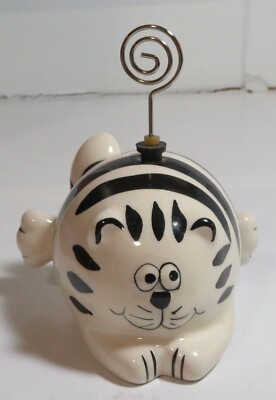 Pier 1 One Imports Long Cat Folk Art Photo Picture Recipe Card Note Holder RARE-image